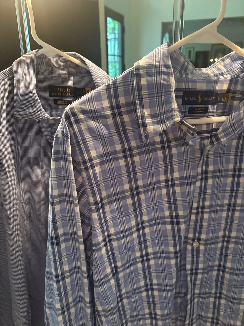 Polo by Ralph Lauren Blue Plaid and Light Blue Check Button-Down Shirts (2)